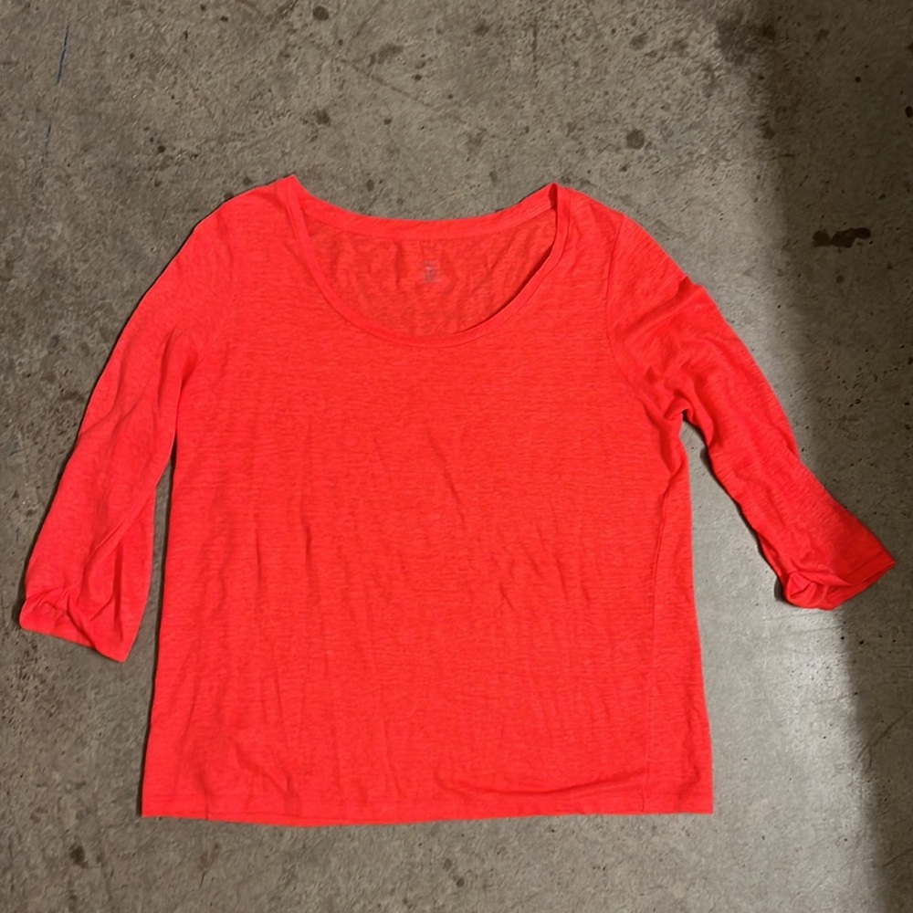 Orange Linen Shirt from LOFT, size L